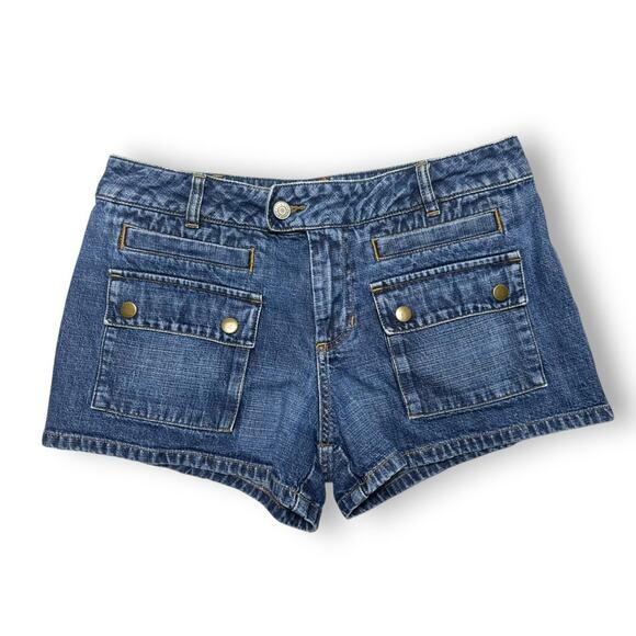 Vintage Y2K Old Navy Denim Blue Jean Cargo Utility Pockets Shorts Size 8 - Picture 7 of 7